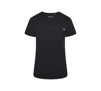 simki. Nova One Pocket Ladies Scrub Top, V-Neck for Professional Look, Four-Way Stretch for Easy Movement, Moisture Wicking, Anti-Wrinkle, Advanced Performance Fabric, Colour Black Size S