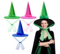 Simlakey 3 Sets Halloween Sleeping Fairy Hats Green Blue and Pink Fairy Wizard Hat for Halloween Witch Costume Cosplay Party
