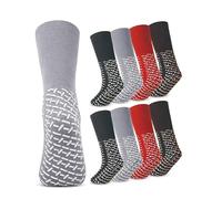 Simlakey 8 Pair Extra Width Hospital Sock for Men with Grip, 3 XL Winter Non Slip Warm for Diabetic Patient Elderly Nurse, Dark Gray, Light Gray, Dark Red, Brown, 3-X-Large Plus