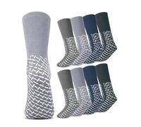 Simlakey 8 Pair Extra Width Hospital Sock for Men with Grip, 3 XL Winter Non Slip Warm for Diabetic Patient Elderly Nurse, Dark Gray, Light Gray, Dark Blue, Black, 3-X-Large Plus