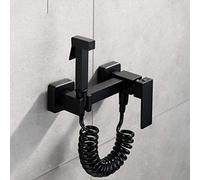 SIMLOPT Hand Held Bidet Sprayer Black Douche Kit Toilet Shattaf Hot and Cold Brass Copper Mixer Set Shower Head Faucet/B