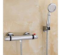 SIMLOPT Plating Bronze Take a Shower Bathroom Faucet Tatic Bathroom Chrome Bath Shower Mixer Anti Scald Tap 4 Points Interface Water-Tap/G