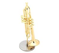 Simlug Music Instrument Miniature Replica with Case Stand, Mini Musical Instruments Collection Trumpet Model Decorative Dollhouse Ornaments Gift
