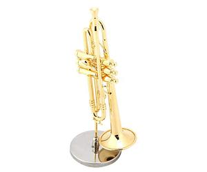 Simlug Music Instrument Miniature Replica with Case Stand, Mini Musical Instruments Collection Trumpet Model Decorative Dollhouse Ornaments Gift
