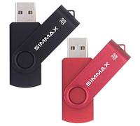 SIMMAX 32GB USB Flash Drives 2 Pack Swivel Design Thumb Drive (Black Red)