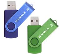 SIMMAX USB Flash Drives 2 Pack 32GB Memory Stick Swivel Design Thumb Drive USB Stick (32GB Blue Green)