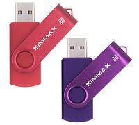 SIMMAX USB Flash Drives 2 Pack 32GB Memory Stick Swivel Design Thumb Drive USB Stick (32GB Red Purple)