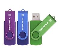 SIMMAX USB Flash Drives 3 Pack 16GB Memory Stick Swivel Design USB 2.0 Flash Drive Thumb Drive Zip Drives (16GB Purple Blue Green)