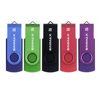 SIMMAX USB Flash Drives 5 Pack 16GB Memory Stick Swivel Design USB 2.0 Flash Drive Thumb Drive Zip Drives (16GB Blue Green Black Red Purple)