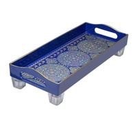Simmer Stone Rectangular Tray - Bathroom Counter Organizer With Raisers 13.8 x 5.91 Inch, Non-Slip Storage Sink Caddy With Handle For Toothbrush Cup And Skincare (3 Blue Circles)