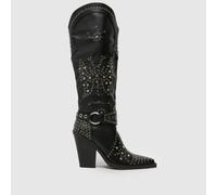SIMMI Deji Studded Knee Western Boots in Black UK 4 (EU 37)