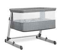 Simmons Kids Deluxe Bedside Bassinet | by The Bed Bassinet Features Breathable Mesh Sides for Airflow, Wheels & Adjustable Height, Grey Tweed