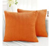 Simmore Decorative Fall Throw Pillow Covers 26x26 Set of 2, Soft Natural Plush Flannel Double-Sided Fluffy Couch Pillow Covers for Sofa Living Room Home Decor, Orange
