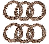 Simmpu 6PCS Christmas Rattan Natural Dried Ring Willow Wreath Door DIY Crafts Hand-woven Halloween Wreath for Rustic and Seasonal Decorations Base for Floral Crafts Perfect for Seasonal Displays 15cm