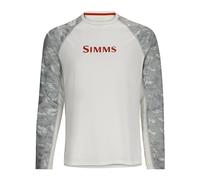 Simms Men's Challenger Solar Crew Shirt - Multi-Activity Long Sleeve, UPF 30+ Sun Protection, Quick-Dry for Fishing, Hiking, Running & Casual Wear, White/Ghost Camo Sterling, XX-Large