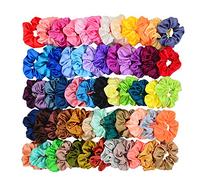 Simnice 60 Colors Silk Large Satin Hair Scrunchies Elastic Hair Bobbles Ponytail Holder Hair Scrunchy Vintage Hair Ties Accessories for Women Girls