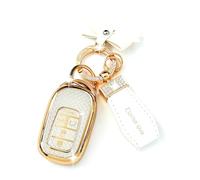 Simocky Key Fob Cover with Diamond Keychain, Car Key Shell for Women, Compatible with Honda 2023 2024 Accord Civic HRV CRV Pilot Smart Remote Key Protector (5 Buttons--Silver Bowknot)