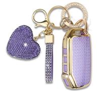 Simocky Key Fob Cover with Heart Keychain, Car Key Shell Compatible with Kia 2020-2022 Soul 2019-2021 Forte 2020-2021 Telluride K5 2021-2022 Seltos NIRO Sportage Sorento Protector (Purple)