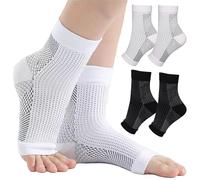 Simoda 2 Pairs Compression Socks for Women Men Plantar Fasciitis Socks Neuropathy Socks Breathable Anti-Slip Ankle Support Brace for Sprained Ankle,Pain Relief (S)