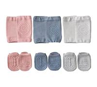 Simoda 3 Set of Baby Knee Pads and Socks,1-3 Years Old Infant Toddler Anti-Slip Knee Pads for Crawling,with Rubber Dots Non-Slip Knee Pads,Breathable Adjustable Leg Warmers