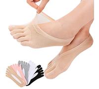 Simoda 5 Pairs Orthopedic Compression Socks Women Full Toe Breathable Yoga Socks Ultra Low Cut Liner with Gel Tab (Style A)