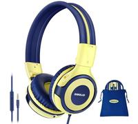 SIMOLIO Headphones for Kids with Microphone, Share Port, 75/85/94dB Volume Limited, Wired Stereo Kids Earphones Boys, Girls with AUX Jack, Durable Headphones for Toddler, Children,Teens (Yellow)