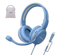 SIMOLIO USB C Headphones Wired Kids for School with Swivel HD Boom Mic