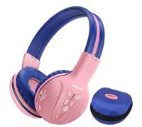 SIMOLIO Wireless Kids Bluetooth Headphones for Girls Volume Limited, Kids Headphones Wireless with Microphone & Share Jack, Over-Ear Stereo Childrens Headsets for Kindle/iPad/Tablets/MP3 (Pink)