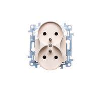 Simon 10 CGZ2MZ.01/41 Double Socket, Earthed, Shutters, Cream