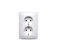 Simon 10 Double Socket Schuko White 16A 250V IP20 CGSZ2/11