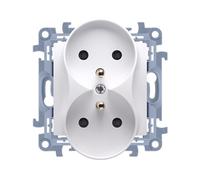 Simon 10 Double Socket with/u White 16A 250V IP20 CGZ2M.01/11