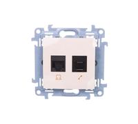 Simon 10 Gniazdo RJ45 kat 6 + gniazdo telefoniczne RJ12 kremowe C6T.01/41