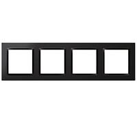 SIMON - 4 Panel Wall Switch Frame Compatible with Simon 10 Mechanisms Indoor Easy to Fit Push Button Switch and Schuko Socket Compatible Black