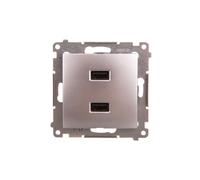 Simon 54 2xUSB 2.1A 5V/DC Charger Silver Matte DC2USB.01/43