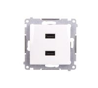 Simon 54 Charger 2xUSB 2.1A 5V/DC White DC2USB.01/11