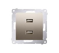 Simon 54 Charger 2xUSB 2.1A 5V/DC Gold Matte DC2USB.01/44