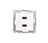 Simon 54 Charger 2xUSB 2.1A 5V/DC White DC2USB.01/11