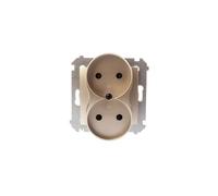 Simon 54 Double Socket B/U 16A IP20 Gold Matt DG2MZ.01/44