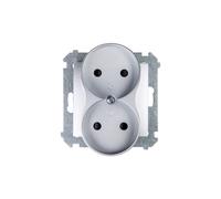 Simon 54 Double Socket B/U 16A IP20 Silver Matt DG2MZ.01/43