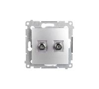 Simon 54 Dual F Antenna Socket Silver Matte DASF2.01/43