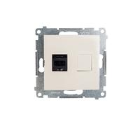 Simon 54 Gniazdo komputerowe pojedyncze RJ45 kat.6 z przesłoną kremowe D61.01/41