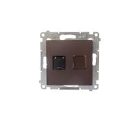 Simon 54 Gniazdo komputerowe pojedyncze RJ45 kat6 z przesłoną brąz mat D61.01/46