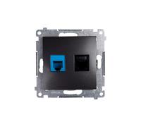 Simon 54 Gniazdo teleinformatyczne RJ45 kat.5e + RJ12 antracyt D5T.01/48