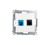 Simon 54 Gniazdo teleinformatyczne RJ45 kat.5e + RJ12 białe D5T.01/11
