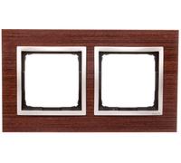 Simon 54 Nature Double frame wood Gold DRN2/86