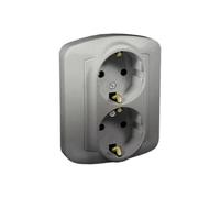 Simon Akord Double Socket with/u Type Schuko Aluminium AGSZ2/26