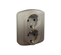Simon Akord double socket with/u type Schuko satin AGSZ2/29