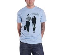 Simon and Garfunkel T Shirt Walking Logo Official Mens Light Blue S