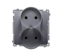 Simon Basic Double Socket B/U 16A IP20 Silver BMG2M.01/43