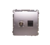Simon Basic Gniazdo antenowe typu F + RJ45 kat.6 srebrny mat BMAFRJ45.01/43